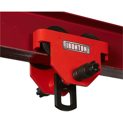 Adjustable Push Trolley For I Beam Tracks Delivers 2200 Lbs Capacity Fits 3 Inch To 8 Inch Wide I Beams On Straight Or Curved Tracks