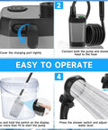 Power Packed Portable Camping Shower Kit With LED Battery And Temperature Display, setup steps for operation