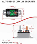 30 Amp Auto Reset Circuit Breaker With Cover For DC 12V-24V Systems Nylon Insulated Anti Rust Stud Terminals Easy Reusable Overload Protection For Automotive Truck Camper RV And Solar Battery Chargers side and top dimensions