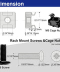 Dimensions for Heavy Duty M5 Rack Mount Screws And Cage Nuts With Nylon Locking Washers Stainless Steel Server Rack Hardware Kit.