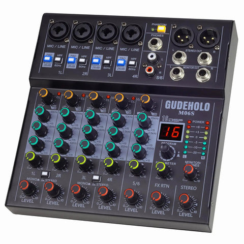 6 Channel Professional DJ Audio Mixer With DSP Effects And 16 Preset Effects A Solid DJ Controller For Home Parties And Studio Sessions