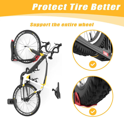 No Sweat Swivel Wall Mount Bicycle Rack With Rock Solid U Shaped Wheel Cradle Hanger Keeps Tires Totally Scratch Free Stress Free Garage Storage Solution For Cyclists
