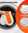 36 Inch Commercial Janitor Broom And Dust Mop Set Heavy Duty Workhorse With Telescopic Pole And Three Pack Cotton Pads showing removable mop pad being washed.