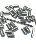 Durable 304 Stainless Steel Set Screws 30 Piece Pack Five Sixteenth Thread Twenty Four Per Inch Hex Socket Grub Screws With Allen Wrench