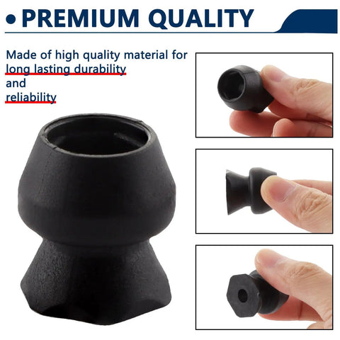 Low Profile Trailer Door Holder Kit Rubber Door Stop Bumpers for RV Camper and Trailer hands holding rubber bumper