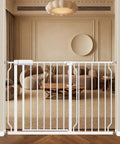 Extra Wide Pressure Mounted Baby Gate Walk Through For Kids And Pets With Extension For Doorways And Kitchen Large White Safety Gate For Doors 110 To 122 Cm installed in doorway