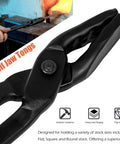 Close-up of 16-inch black Wolf Jaw Tongs from Badass Wolf Jaw And V Bit Tongs Set For Forging And Knife Making Practical Blacksmith Tools