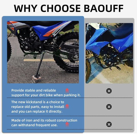 Kickstand For Hawk 250 And TBR7 Side Support Stand Replacement For Dirt Bike Hawk 250cc TBR 7 Easy To Install And Stable Parking