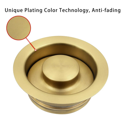 Golden Stainless Steel Garbage Disposal Flange And Sink Stopper For Three And One Half Inch Drain Hole Dope Frosted Gold Finish