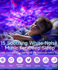 Child enjoying Galaxy Projector Night Light With Bluetooth Speaker And White Noise For Bedroom Vibe, starry sky projection