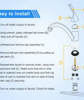 Diagram showing installation steps for Single Handle Faucet Repair Kit With RP212 Stainless Steel Ball Valves And Knob Handles