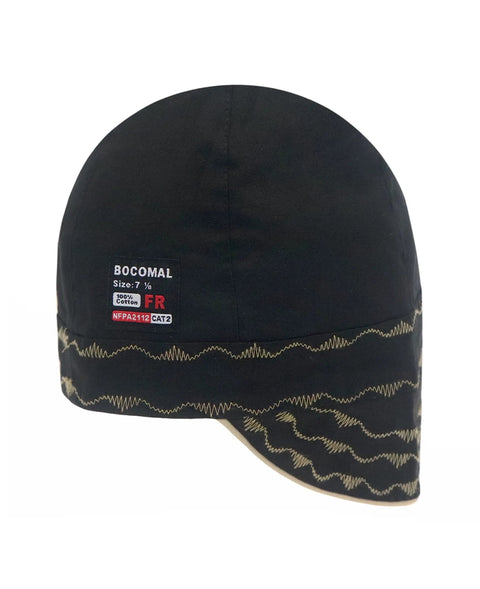 Midweight Flame Resistant Welding Cap CAT II 6 Panel Hat Size 7 1/4 Dark Grey, Water And Oil Repellent Cotton Twill Side View