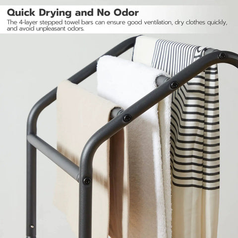 Freestanding 4 Tier Towel Rack And Blanket Display Stand For Bathroom Or Living Room Space Saving Drying Rack with towels