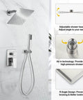 Rain Shower System With Handheld Spray, 10 Inch Wall Mounted Luxury Showerhead Set In Brushed Gold, Valve And Trim Kit Included