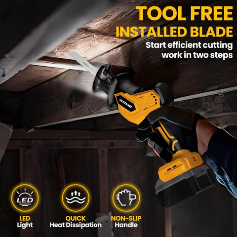Cordless Reciprocating Saw Kit For 20V Max Battery, Brushless Motor being used for cutting wood in a tight space