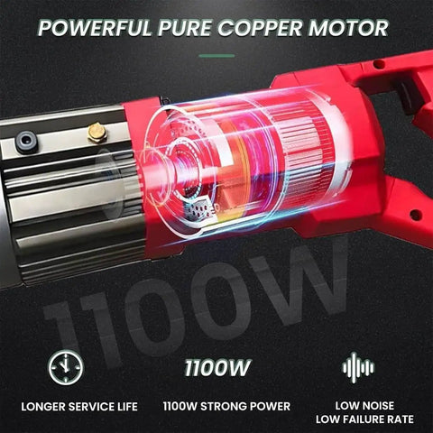 Electric Rebar Bender Machine 1100W Hydraulic Steel Straightener Tool With Storage Box 0 To 90 Degree Bending Angle copper motor close-up