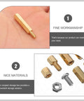 Copper Alloy Standoffs And M3 Screw Kit With Nuts In Compact Storage Box held in hand showing fine workmanship