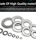 304 Stainless Steel Flat Washer Assortment Kit M1.6 To M24 With 718 Pieces In 16 Sizes
