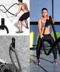 Heavy Duty Battle Rope Wall And Ceiling Mount Anchor Bracket For Suspension Straps, shown with users exercising with battle ropes.