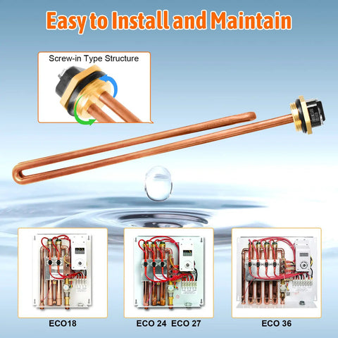 9KW 240V Tankless Water Heater Heating Element Replacement for EcoSmart Eco 18 24 27 36 with rubber ring and copper design