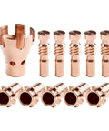 Ultimate 11-Piece Plasma Cutter Tips And Nozzles Kit Made For Procut 55 And 80 Series Machines showing copper nozzles and electrodes.