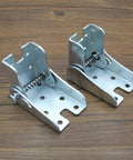 4 Pack Self Locking Folding Brackets Heavy Duty Galvanized Steel Hinges for Foldable Workbench and Kitchen Table Ready To Roll Rock Solid Stability No Sweat Assembly Silver Grey close-up of hinges with springs