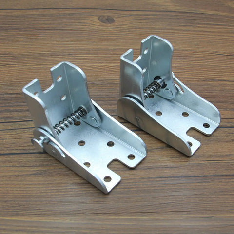 4 Pack Self Locking Folding Brackets Heavy Duty Galvanized Steel Hinges for Foldable Workbench and Kitchen Table Ready To Roll Rock Solid Stability No Sweat Assembly Silver Grey close-up of hinges with springs