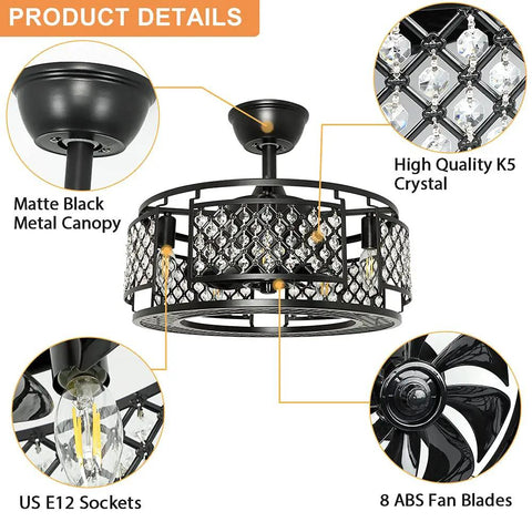 Industrial Matte Black 18 Inch Ceiling Fan With Remote And Lights Flush Mount Kitchen Ceiling Fan 3 Speeds And 4 Hour Timer