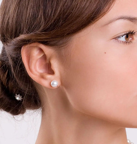 Hypoallergenic Pearl Stud Earrings Set For Women, 12 Pairs With 4 Size Options, Stainless Steel Lightweight Imitation Pearl Studs, Comfortable Daily Wear For Sensitive Skin, Simple Elegant Round Pearl Jewelry For Everyday Chic. Small pearl stud on ear