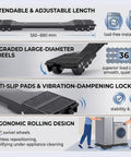 Heavy Duty Extendable Appliance Rollers With Thirty Six Upgraded Black Wheels For Moving Dryers Washing Machines Fridges And Furniture Sliding Gear image showing adjustable length, wheels, and ergonomic design.