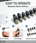 Heavy Duty Rivet Nut Tool Drill Adapter Kit For Electric Drills With Multi Size Mandrels M3 To 10 And 6-32 To 3/8, carbon steel inserts