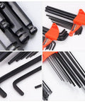 Pro 9Pc Ball End Hex Key Wrench Set With Long Arm Reach For Deep Torque Precision Mechanical Repair And Cool DIY Projects Plus Durable PVC Holder, black steel hex keys