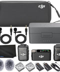 Wireless Lavalier Mic Kit With 2 Transmitters And 1 Receiver Charging Case Noise Canceling 820 Ft Range Plug And Play
