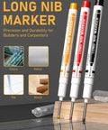 Heavy Duty Carpenter Pencil Kit With Replacement Leads And Mechanical Pencils For Woodworking And Diy Crafting Projects Hella Durable Legit Hands On Workshop Essential With Sharpener displayed with markers on glass and wood surfaces.