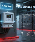 AC Power Meter Panel Gauge With 40 To 300V Range And 100A Input, Digital Multimeter With Color LCD Display on wall
