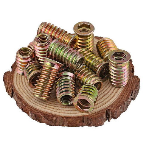 Colorful 40 Pack 1 Quarter Inch 20 Threaded Inserts For Wood With Hex Drive Screw In Nutserts on wooden disc