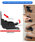 Rock Solid Folding Brackets 8 Pack Heavy Duty Self Locking Hinges With Screws Built Tough Extendable Support Braces For Table Legs Bed Frames And Workbenches Matte Black Finish foldable leg mechanism instructions with table board installation step.