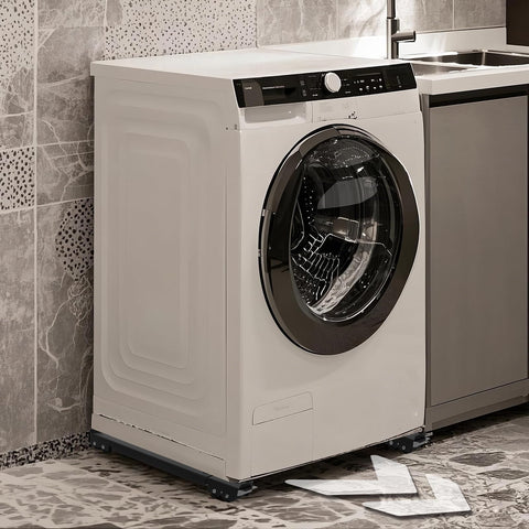 Extendable Washing Machine Dolly With Heavy Duty Mobile Base For Washer Dryer Refrigerator Or Furniture, 24 Smooth Glide Wheels With Brakes, 17 to 28 Inches Adjustable Length, 330 Pound Capacity Ready To Roll