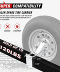 Heavy Duty Trailer Spare Tire Carrier Mount for Utility and Boat Trailers Holds Up To 120 Lbs Fits 4 and 5 Lug Wheels demo image