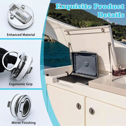 Lockable boat slam latch with lift handle; flush deck hatch, marine-grade stainless steel, 2" size (pack of 2)