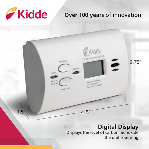 Front view of Carbon Monoxide Detector Portable CO Alarm With AA Battery Power, featuring LED indicators and a test reset button.