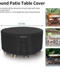 Heavy Duty Round Patio Furniture Cover 62 Inch Diameter 28 Inch Height Waterproof UV Resistant For Round Outdoor Dining Table And Four Chairs Fits Up To 60 Inch Diameter All Weather Protection