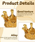 Close-up of gold mini crown charms from 30 Pieces Mini Crown Charms Set For Crafters Mixed Color Vintage 3D Alloy King Crowns Beads Large Hole Spacer Beads For DIY Jewelry Making Necklaces And Bracelets