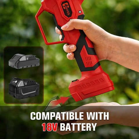Heavy Duty Cordless Pruning Shears With 1.6 Inch Cut Compatible With Milwaukee 18v Packs, featuring battery connection.