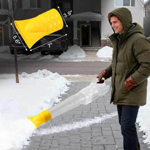 Man using Flat Nozzle Attachment For DeWalt 60V Leaf Blower DCBL772X1 DCBL772B DCMBA572 in snow blowing setting