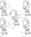 Five 316 Stainless Steel Beefy Swivel Snap Shackle Clevis Quick Release Heavy Duty Marine Grade for Boat Rigging, 70mm