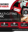 High Performance 10 Pack Of 4.5 Inch Metal Cutting Discs, 3/64 Thick By 7/8 Inch Arbor, Built Tough To Slice Straight Through Steel Iron And Rebar On Your Angle Grinder Without Breaking A Sweat in use, showing sparks.