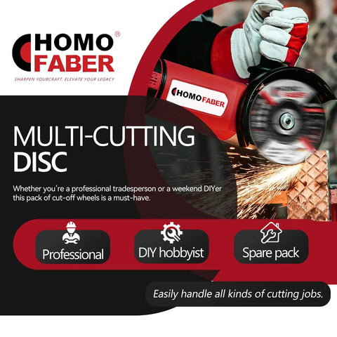 High Performance 10 Pack Of 4.5 Inch Metal Cutting Discs, 3/64 Thick By 7/8 Inch Arbor, Built Tough To Slice Straight Through Steel Iron And Rebar On Your Angle Grinder Without Breaking A Sweat in use, showing sparks.