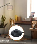 Arc Floor Lamp With Cantilever Arm For Couch And Reading Nook, Adjustable Height, Natural Linen Drum Shade, foot switch
