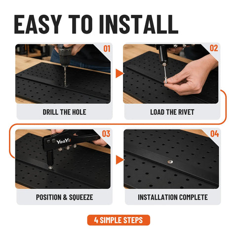 Easy installation steps for 100 Piece Aluminum Blind Rivets One Quarter X Three Quarters Inch With Steel Mandrels.